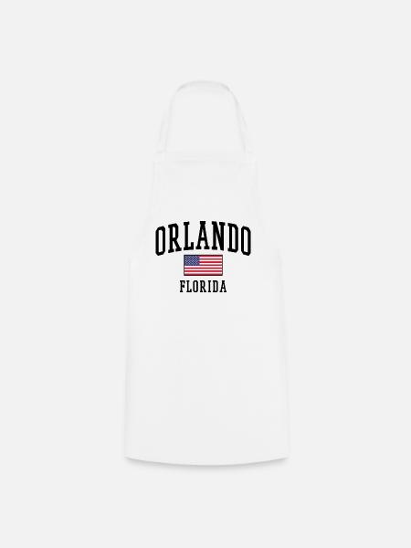Orlando Florida Design with USA Flag - Cooking Apron - white