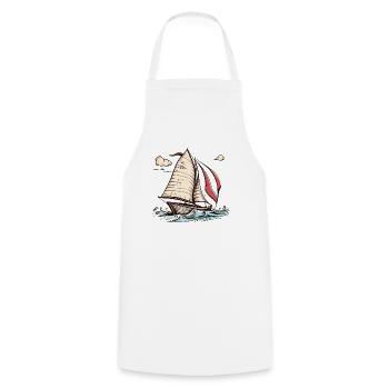 Boat Sailboat Sailing - Cooking Apron - white - Front - AI Model Male 185 dark (185cm)
