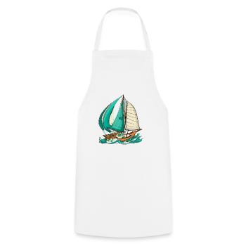 Boat Sailboat Sailing - Cooking Apron - white - Front - AI Model Male 185 dark (185cm)