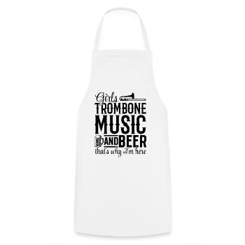 Musique de trombone et bière pour filles C’est pourquoi je suis ici - Tablier de cuisine - blanc - Devant - AI Model Male 185 dark (185cm)