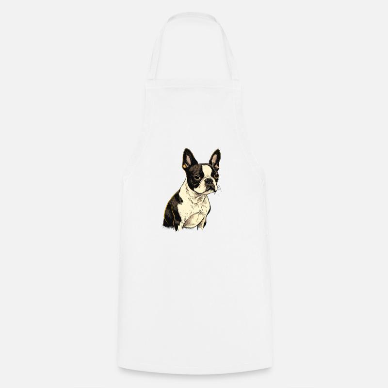 Boston Terrier - Tablier de cuisine - blanc