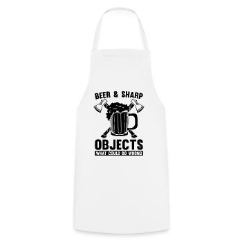 Beer & Sharp Objects Hatchet Throwing Axe Thrower - Cooking Apron - white - Front - AI Model Male 185 dark (185cm)