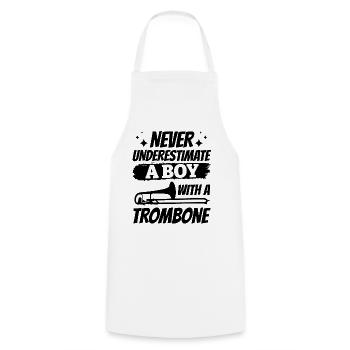 Never Underestimate A Boy With A Trombone Music Pl - Cooking Apron - white - Front - AI Model Male 185 dark (185cm)