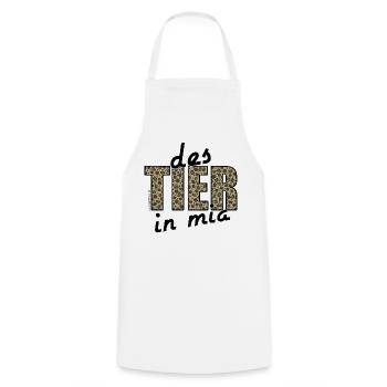 des Tier in mia - das Tier in mir, Dialekt - Kochschürze - Weiß - Vorne - AI Model Male 185 dark (185cm)
