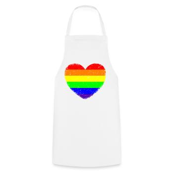 LGBTQ Heart | In vintage style - Cooking Apron - white - Front - AI Model Male 185 dark (185cm)