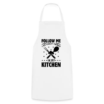 Suivez-moi Je fais des choses folles dans ma cuisine Chef Coo - Tablier de cuisine - blanc - Devant - AI Model Male 185 dark (185cm)