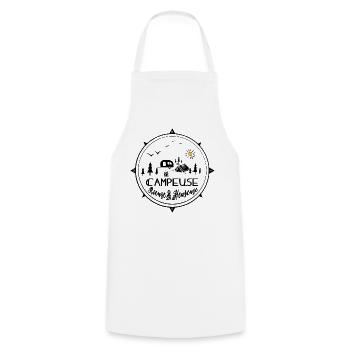campeuse rieuse heureuse - Tablier de cuisine - blanc - Devant - AI Model Male 185 dark (185cm)