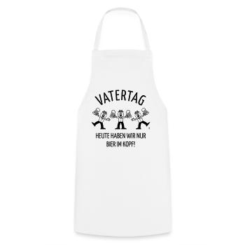 Vatertag – Bier Im Kopf (Karikatur / Tanz / 1C) - Kochschürze - Weiß - Vorne - AI Model Male 185 dark (185cm)