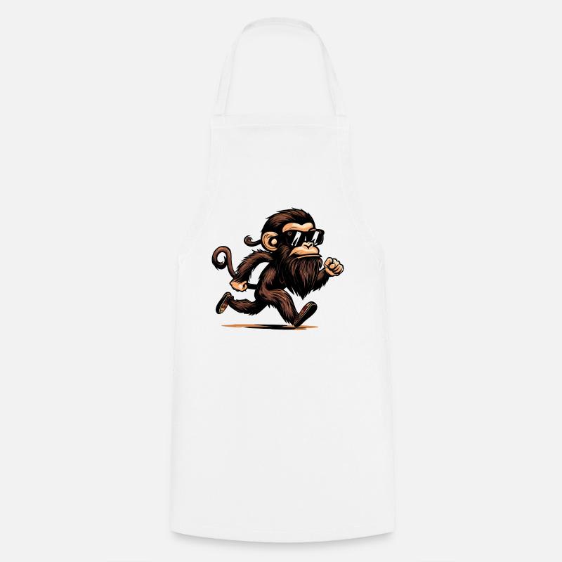 Singe en cours d’exécution - Tablier de cuisine - blanc