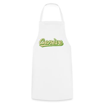 Genève Retro Script Limette - Kochschürze - Weiß - Vorne - AI Model Male 185 dark (185cm)