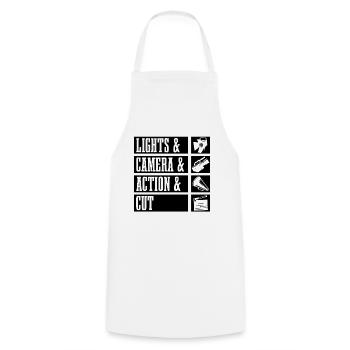 Lumières & Caméra & Rétro Aime les réalisateurs de films - Tablier de cuisine - blanc - Devant - AI Model Male 185 dark (185cm)