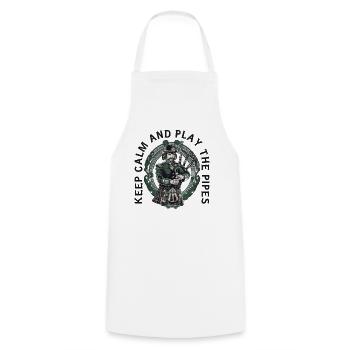Joueur de cornemuse écossaise - Tablier de cuisine - blanc - Devant - AI Model Male 185 dark (185cm)