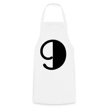9. 9 ANS. 9e ANNIVERSAIRE. ANNIVERSAIRE 9 ANS. 9 - Tablier de cuisine - blanc - Devant - AI Model Male 185 dark (185cm)