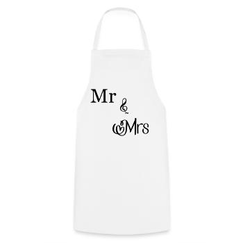 Mr and Mrs - Cooking Apron - white - Front - AI Model Male 185 dark (185cm)