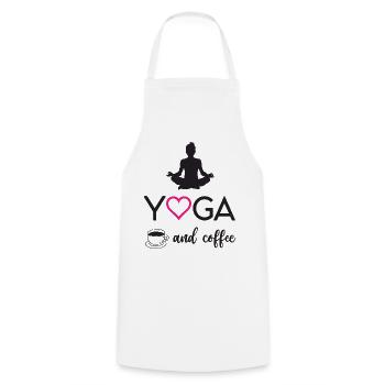 Yoga and Coffee - Cooking Apron - white - Front - AI Model Male 185 dark (185cm)