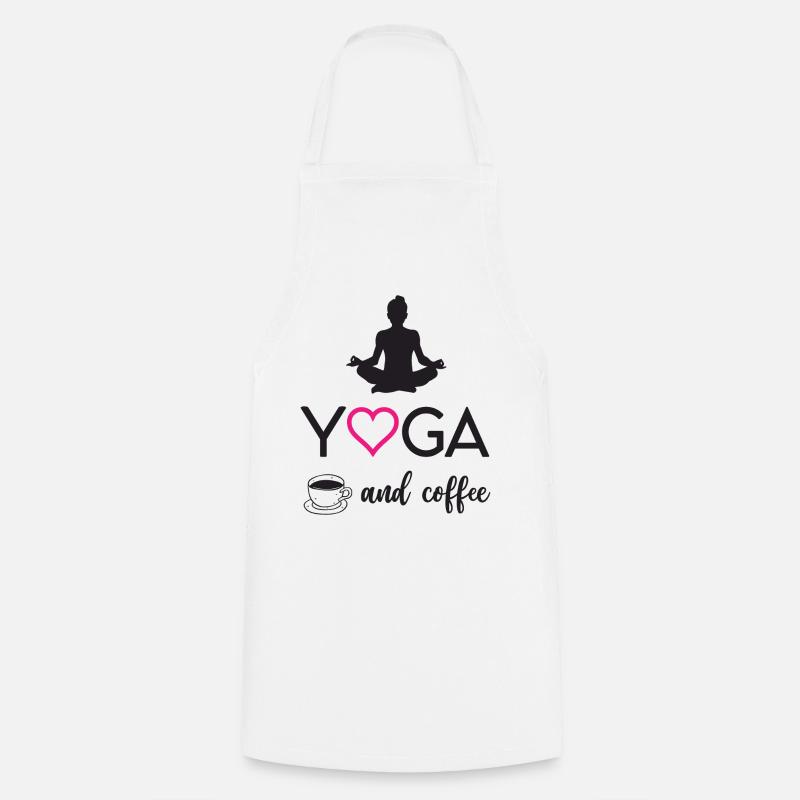 Yoga und Kaffee - Kochschürze - Weiß