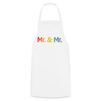 Rainbow Mr and Mr 1 LGBT lgbtqi queer gay - Tablier de cuisine - blanc - Devant - AI Model Male 185 dark (185cm)