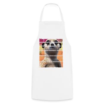 Meerkat Cute Mongoose Motif Retro Vintage - Cooking Apron - white - Front - AI Model Male 185 dark (185cm)