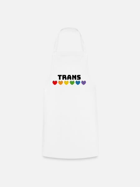 Rainbow heart trans black - Cooking Apron - white