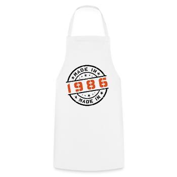 Année de naissance Anniversaire Né en - Fabriqué en 1986 - Tablier de cuisine - blanc - Devant - AI Model Male 185 dark (185cm)