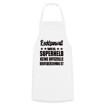 Rechtsanwalt Superheld Spruch - Kochschürze - Weiß - Vorne - AI Model Male 185 dark (185cm)