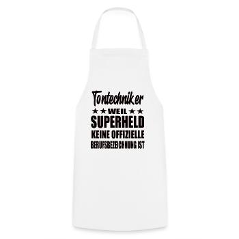 Tontechniker Superheld Spruch - Kochschürze - Weiß - Vorne - AI Model Male 185 dark (185cm)