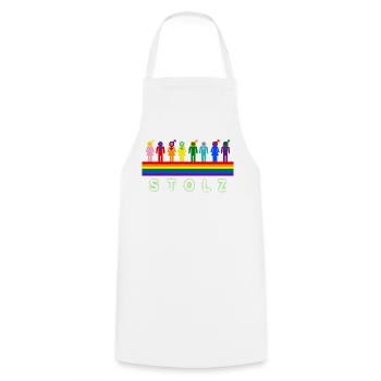 Stolz – Pride Regenbogen LGBTQ Design - Kochschürze - Weiß - Vorne - AI Model Male 185 dark (185cm)
