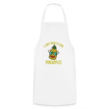J’aime vraiment les fruits d’ananas - Tablier de cuisine - blanc - Devant - AI Model Male 185 dark (185cm)