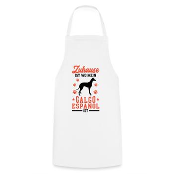 Galgo Espanol ist Zuhause Spanischer Windhund - Kochschürze - Weiß - Vorne - AI Model Male 185 dark (185cm)