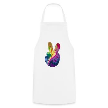 Groovy Tie Dye Peace Hand - Kochschürze - Weiß - Vorne - AI Model Male 185 dark (185cm)