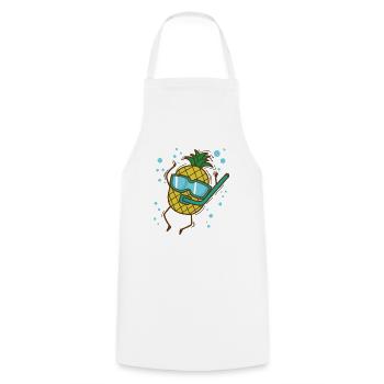 Pineapple Dips Fruits tropicaux sucrés - Tablier de cuisine - blanc - Devant - AI Model Male 185 dark (185cm)