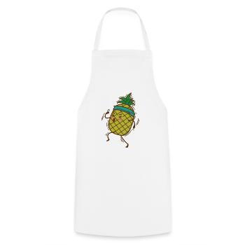 L’ananas fait du jogging ou court des fruits sucrés - Tablier de cuisine - blanc - Devant - AI Model Male 185 dark (185cm)
