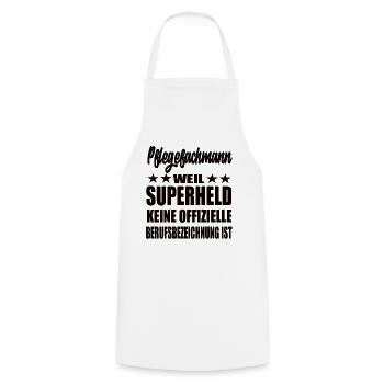 Pflegefachman Superheld Spruch - Kochschürze - Weiß - Vorne - AI Model Male 185 dark (185cm)