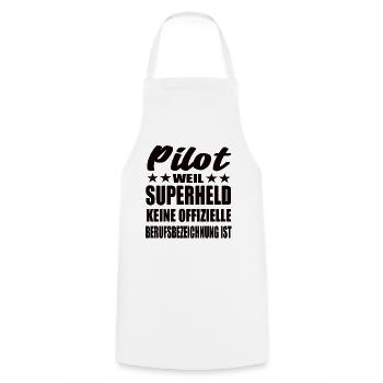 Pilot Superheld Spruch - Kochschürze - Weiß - Vorne - AI Model Male 185 dark (185cm)