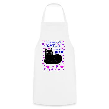 Chat chats beau dicton propriétaire de chat - Tablier de cuisine - blanc - Devant - AI Model Male 185 dark (185cm)