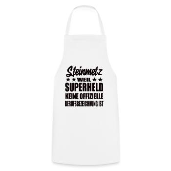 Steinmetz Superheld Spruch - Kochschürze - Weiß - Vorne - AI Model Male 185 dark (185cm)