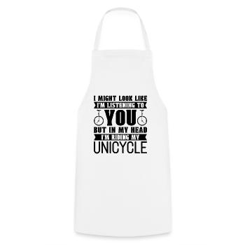 J’ai peut-être l’air d’écouter un monocycliste cycliste - Tablier de cuisine - blanc - Devant - AI Model Male 185 dark (185cm)