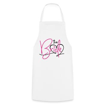 THE BRIDE - BRIDE BACHELORETTE PARTY 2025 - Cooking Apron - white - Front - AI Model Male 185 dark (185cm)