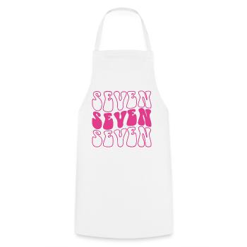 Seven 7th Birthday For Girls 7 Years Old - Cooking Apron - white - Front - AI Model Male 185 dark (185cm)