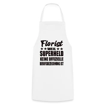 Florist Superheld Spruch - Kochschürze - Weiß - Vorne - AI Model Male 185 dark (185cm)