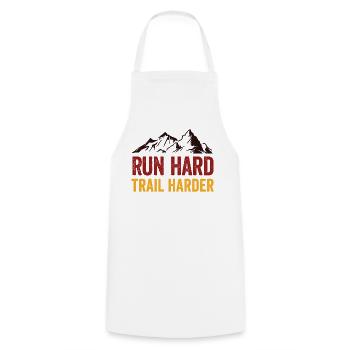 Run Hard. Trail Harder. - Cooking Apron - white - Front - AI Model Male 185 dark (185cm)