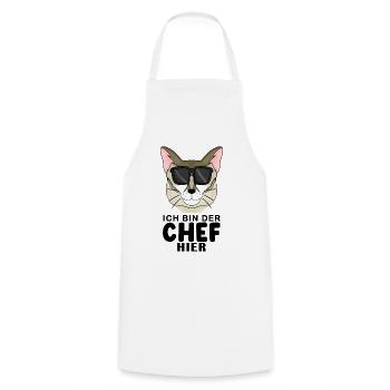 coole Katze - Singapura Katze - Chef Spruch - Kochschürze - Weiß - Vorne - AI Model Male 185 dark (185cm)