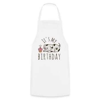 It's my Birthday Dog - Cooking Apron - white - Front - AI Model Male 185 dark (185cm)