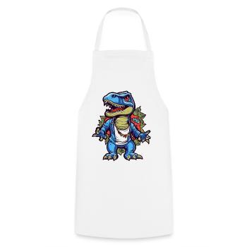 Urban Dino Streetwear Illustration - Kochschürze - Weiß - Vorne - AI Model Male 185 dark (185cm)