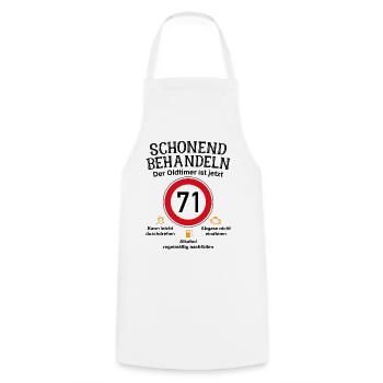 71. Geburtstag Schonend Behandeln Oldtimer Ist 71 - Kochschürze - Weiß - Vorne - AI Model Male 185 dark (185cm)