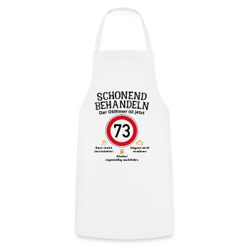 73. Geburtstag Schonend Behandeln Oldtimer Ist 73 - Kochschürze - Weiß - Vorne - AI Model Male 185 dark (185cm)