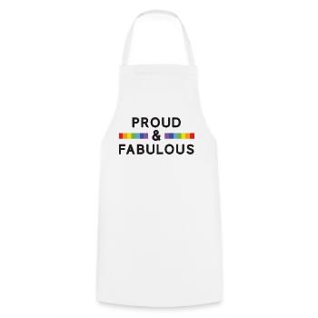 Mois de la fierté - Fier et fabuleux - Tablier de cuisine - blanc - Devant - AI Model Male 185 dark (185cm)