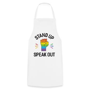 Pride Month - Stand Up. Speak Out. - Cooking Apron - white - Front - AI Model Male 185 dark (185cm)