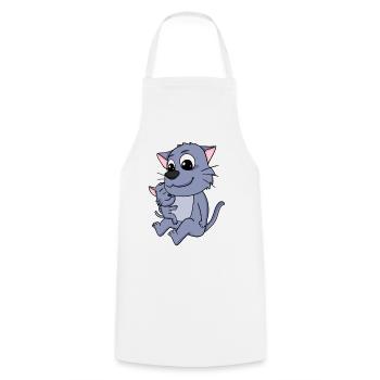 Cat Family - Cat with Baby - Cooking Apron - white - Front - AI Model Male 185 dark (185cm)