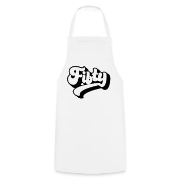 Fifty 50th Birthday Men Women 50 Years Old - Cooking Apron - white - Front - AI Model Male 185 dark (185cm)